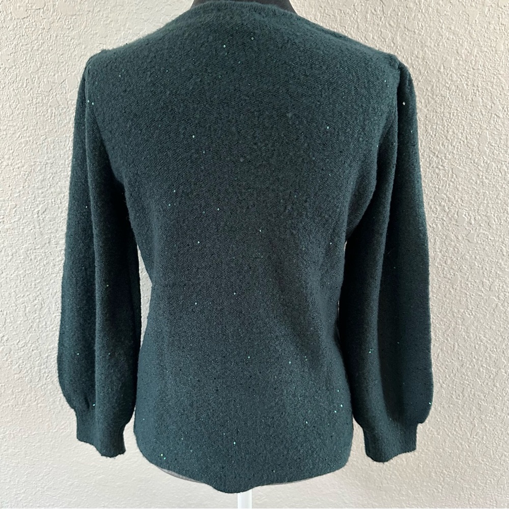Chico's Green Crewneck Sweater with Metallic Detail | Size 4 | Holiday Style - Picture 3 of 7